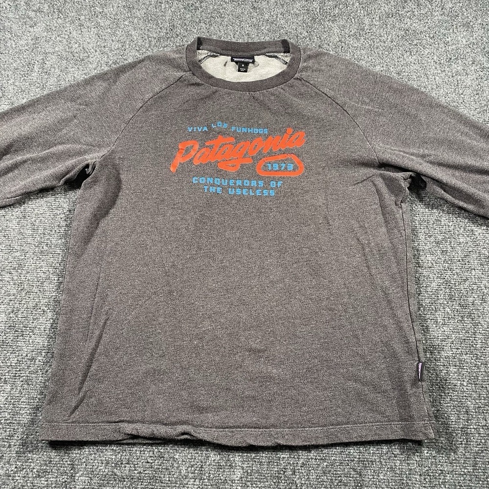 Patagonia Splitter Script Lightweight Crew Sweatshirt Mens M Viva La Funhogs - Picture 3 of 9